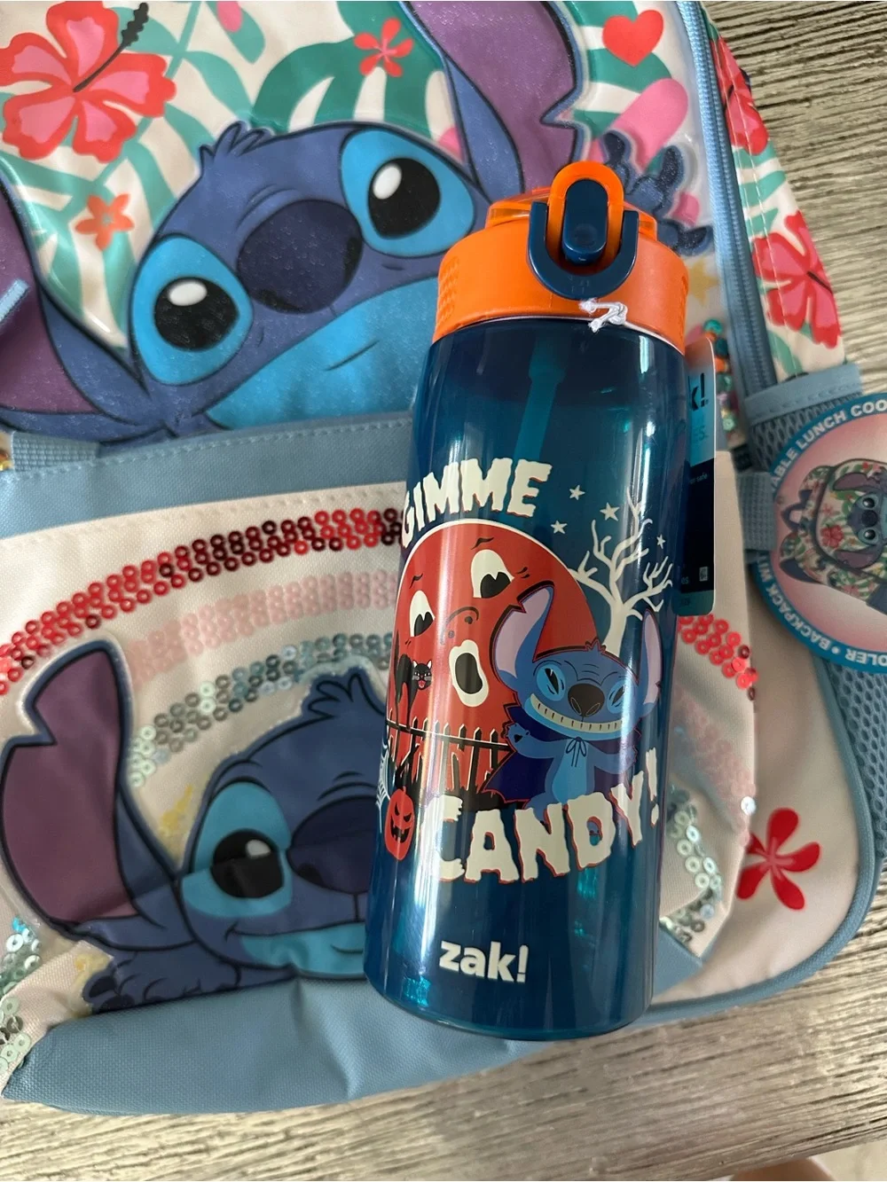 Stitch Kids Backpack - Blue Character Lunch Cooler and Water Bottle